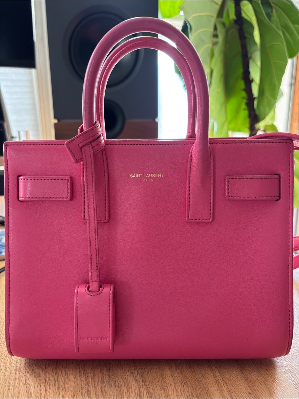 Saint Laurent Fuchsia Small Sac De Jour Leather Satchel